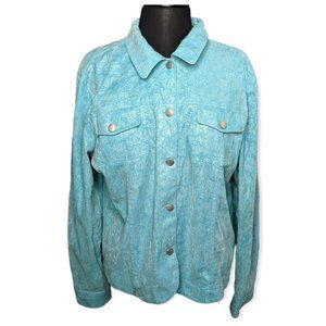 Bamboo Traders Light Teal Button Down Jacket Size XL